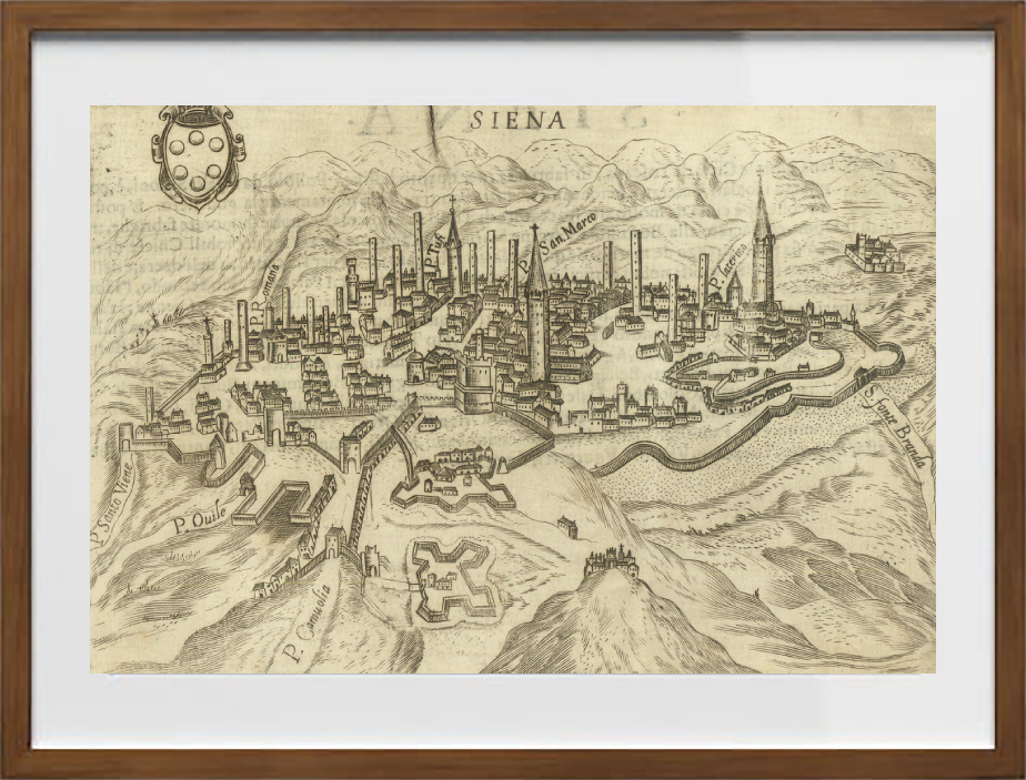 Map of the ancient city of Siena by Pietro Bertelli