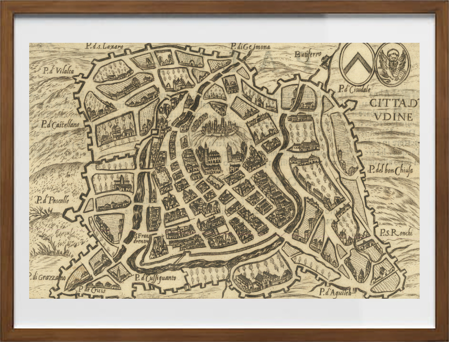 Mappa dell'antica città di Udine di Pietro Bertelli