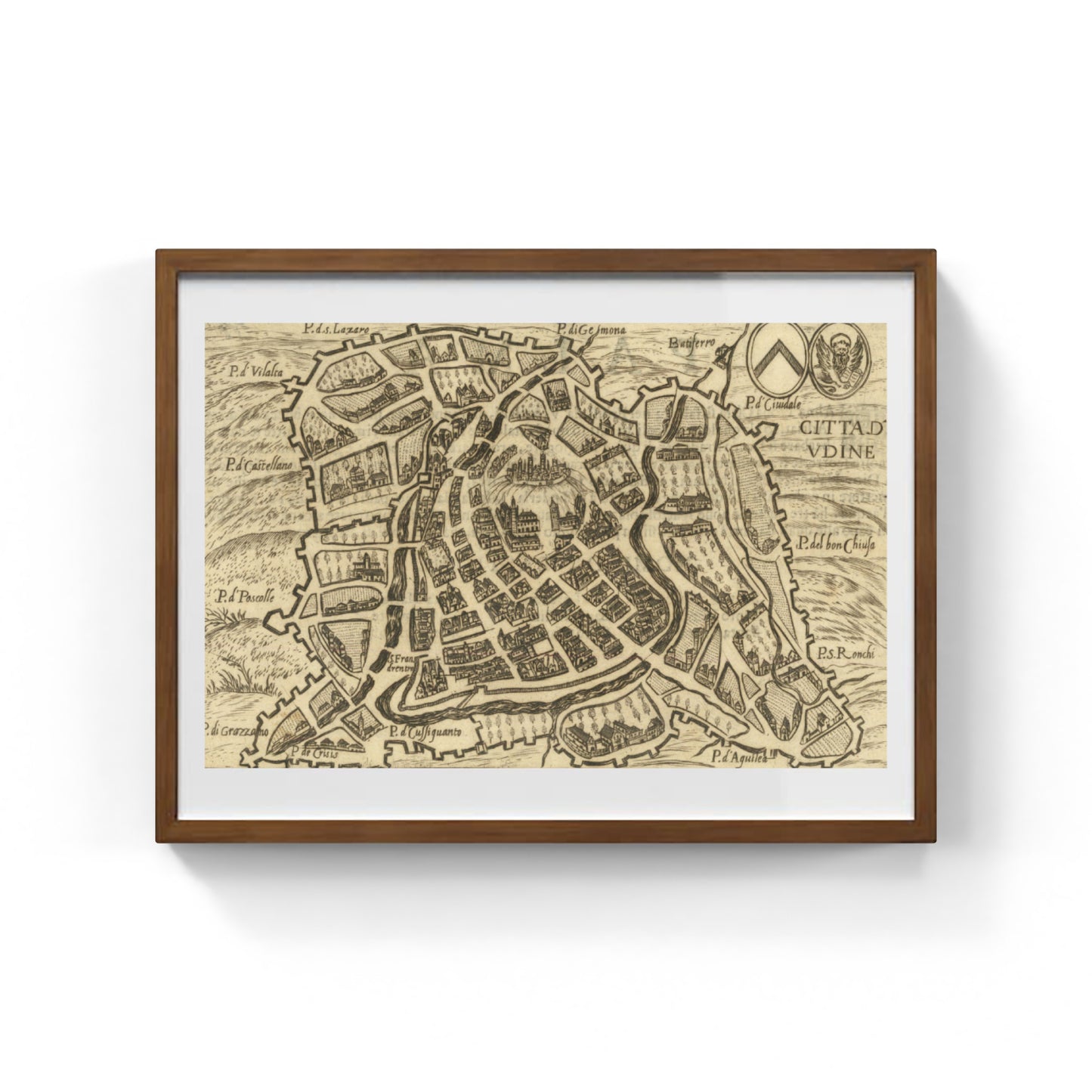 Mappa dell'antica città di Udine di Pietro Bertelli