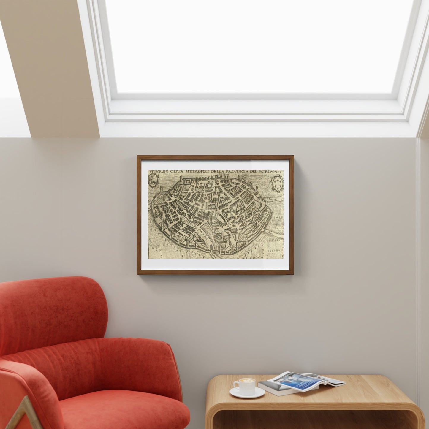 Map of the ancient city of Viterbo by Pietro Bertelli