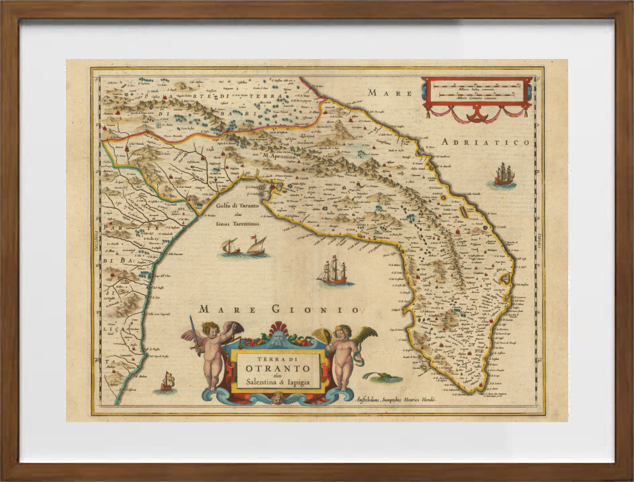 Mappa dell'antica Otranto, Salento e Iapigia di Henricus Hondius