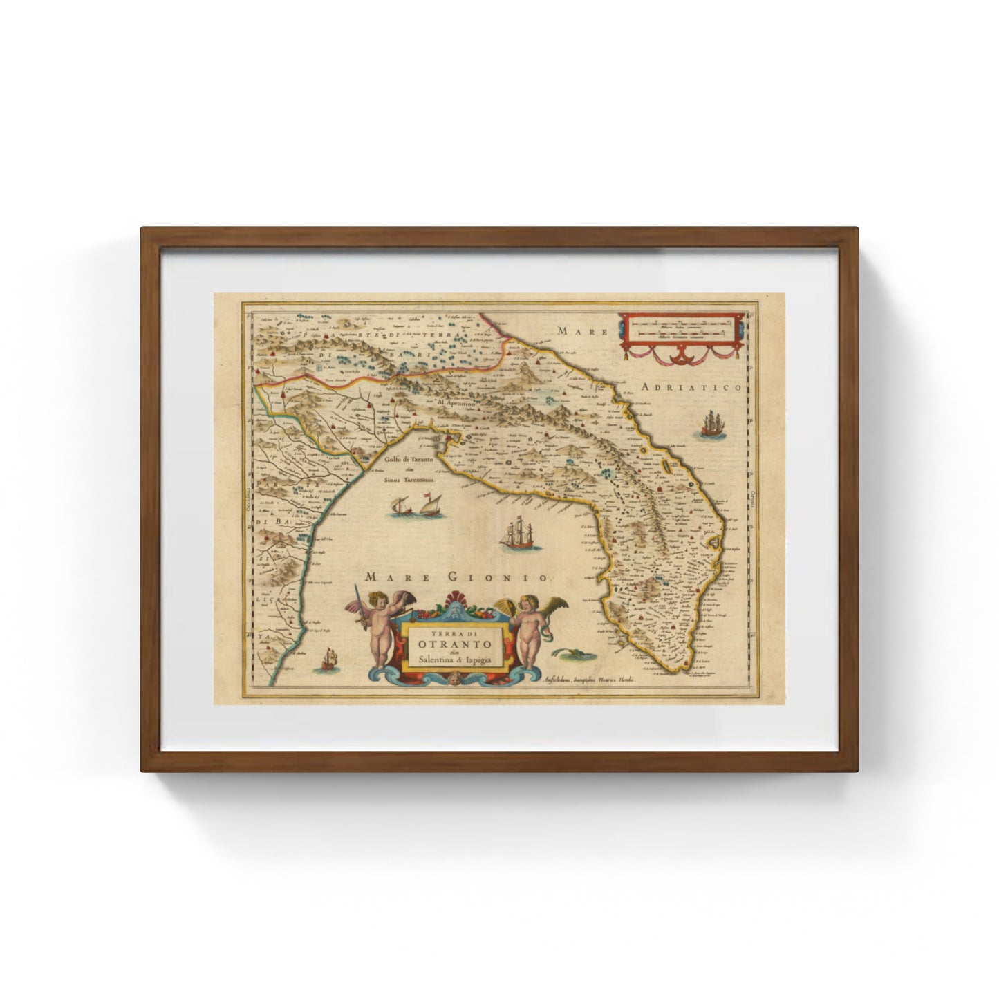 Mappa dell'antica Otranto, Salento e Iapigia di Henricus Hondius
