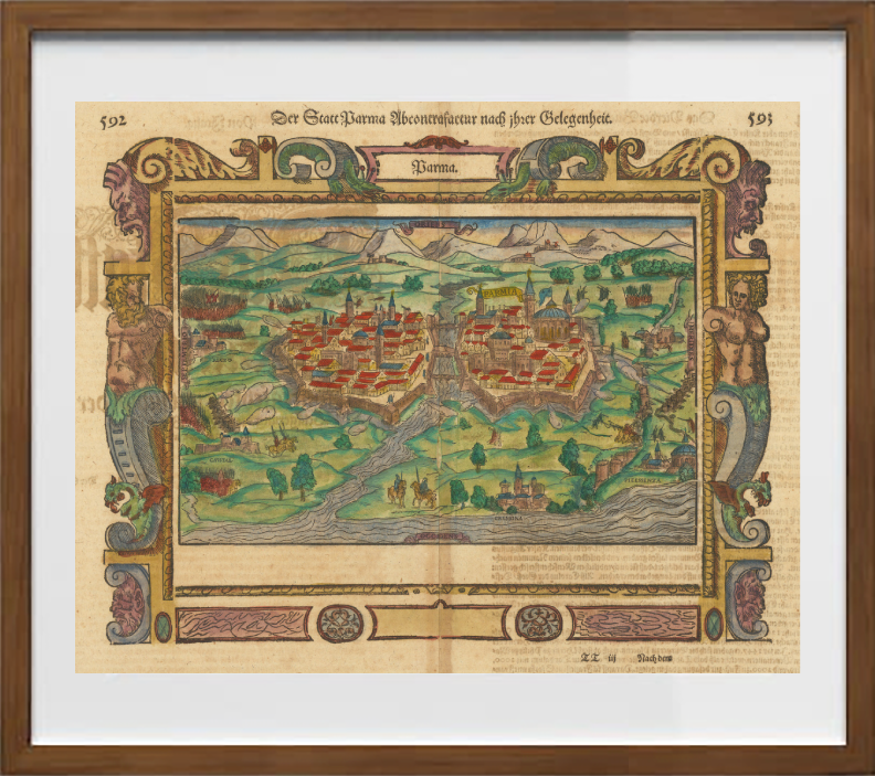 Mappa dell'antica Parma di Sebastian Munster
