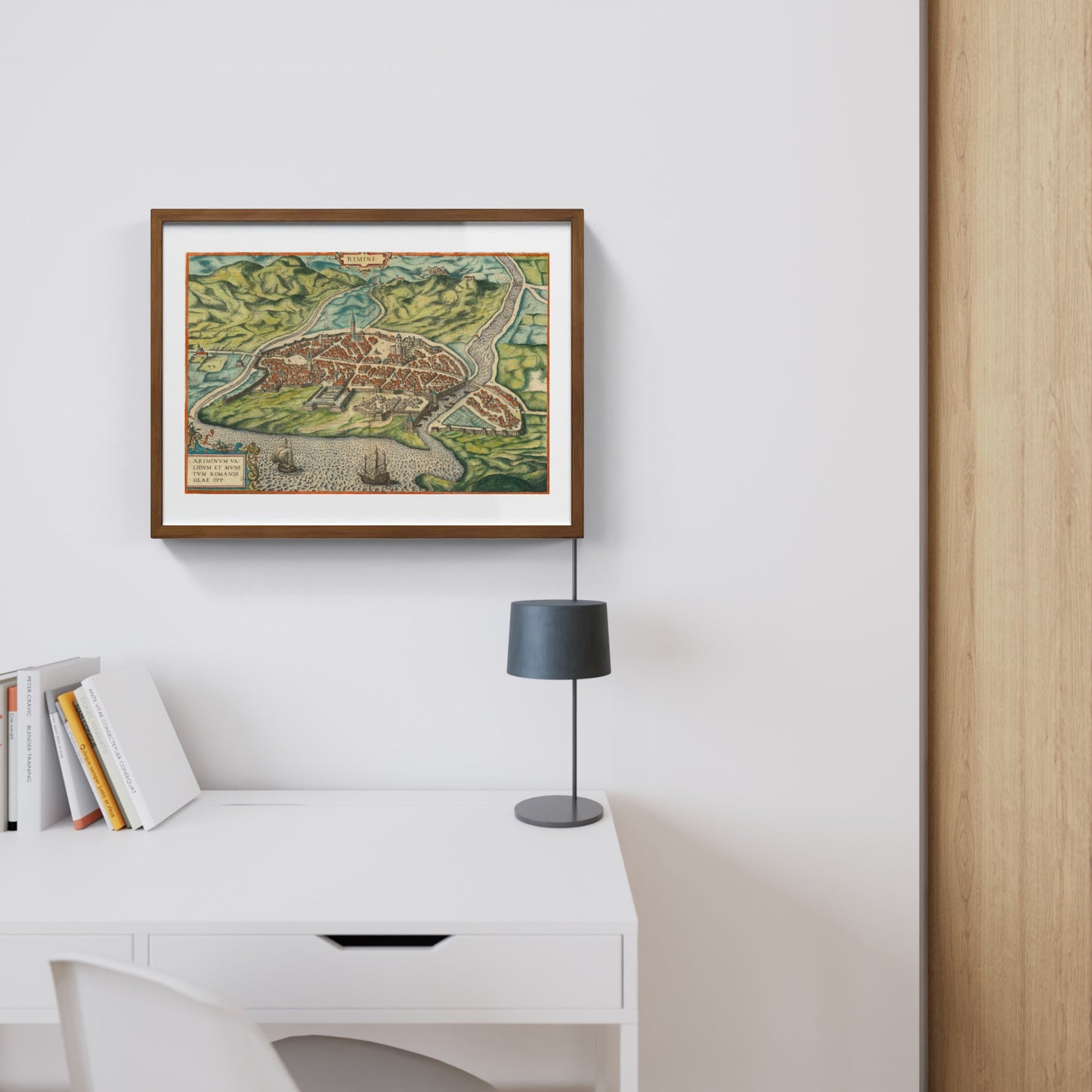 Mappa dell'antica Rimini di Georg Braun e Frans Hogenberg