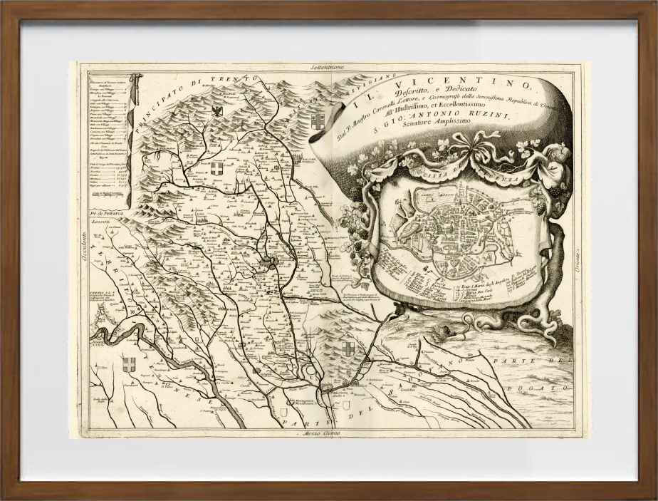 Mappa dell'antica Vicenza e del Vicentino di Vincenzo Maria Coronelli