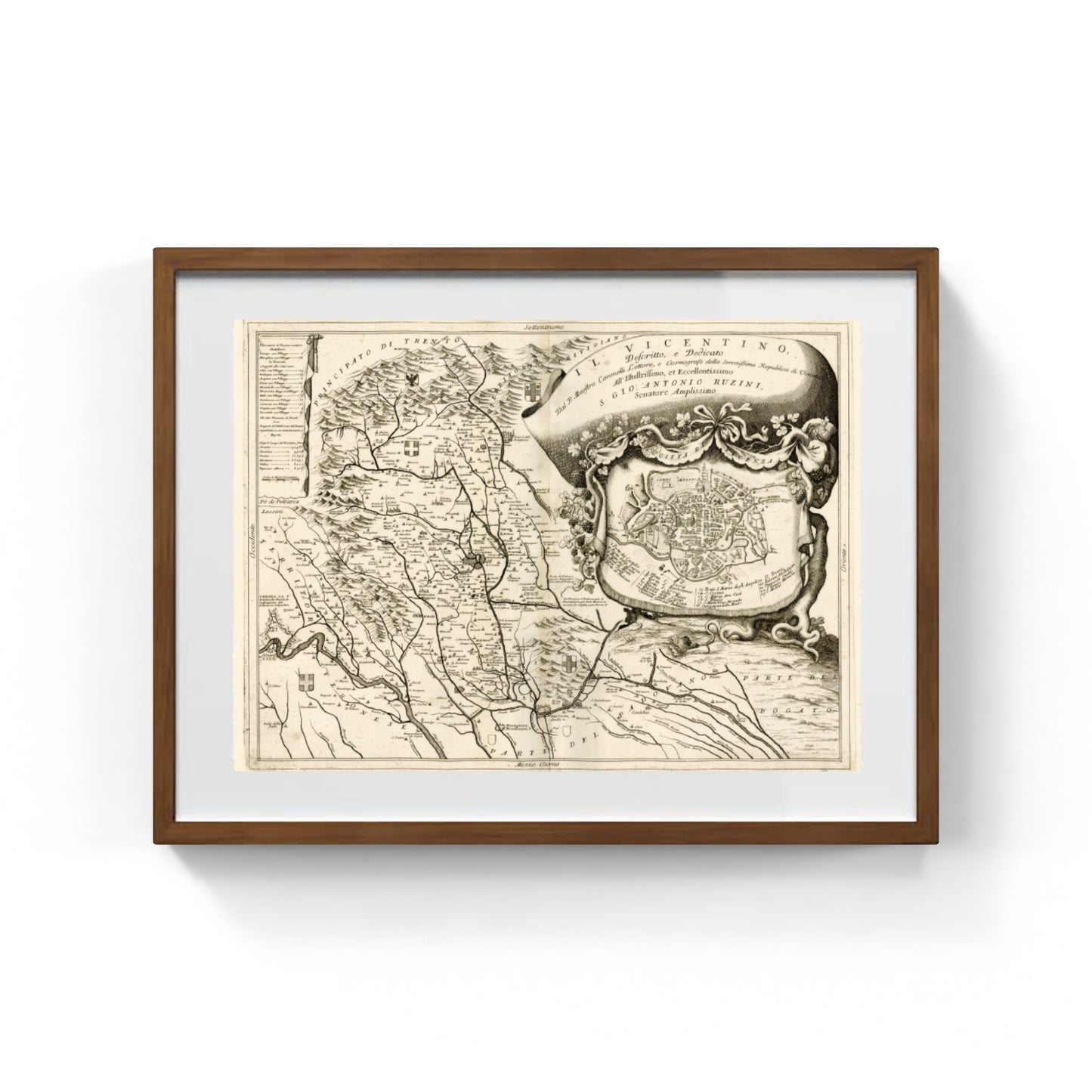 Mappa dell'antica Vicenza e del Vicentino di Vincenzo Maria Coronelli