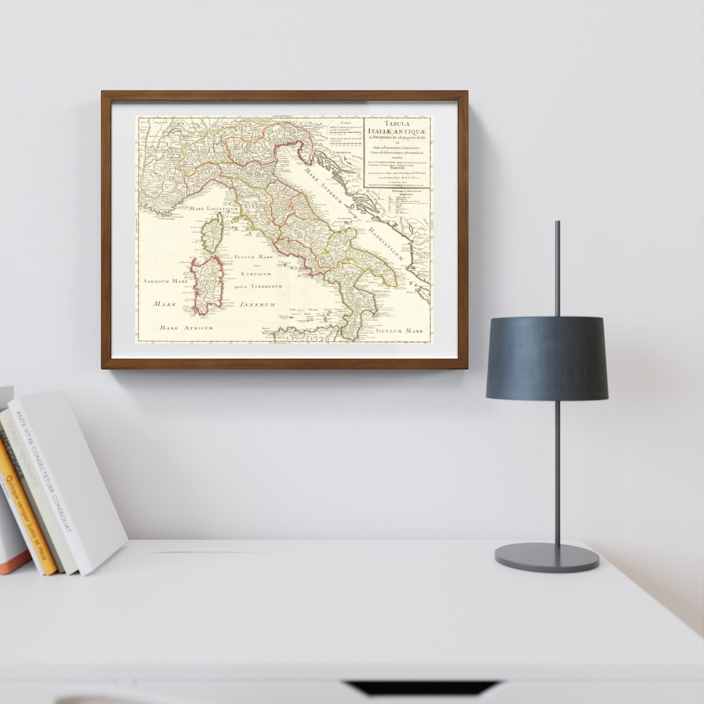 Rara mappa dell'Italia romana con le regioni augustee di Philippe Buache