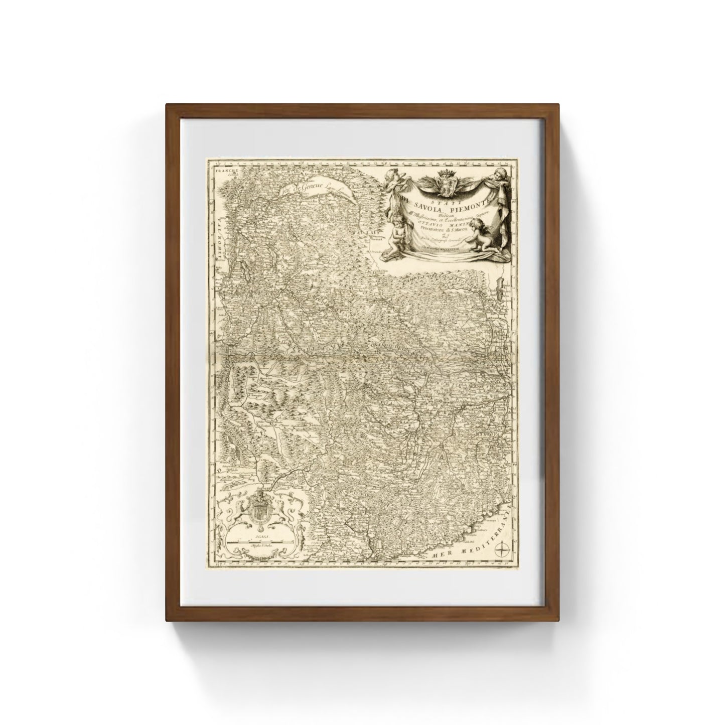 Detailed map of Piedmont and the states of Savoy by Vincenzo Maria Coronelli