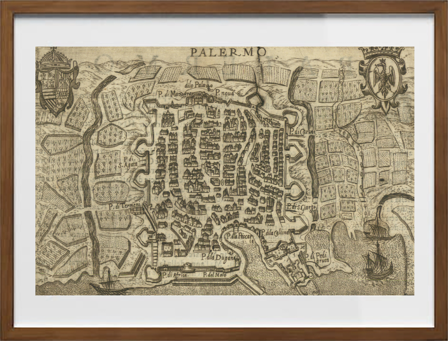 Mappa di Palermo agli inizi del 1600 di Pietro Bertelli