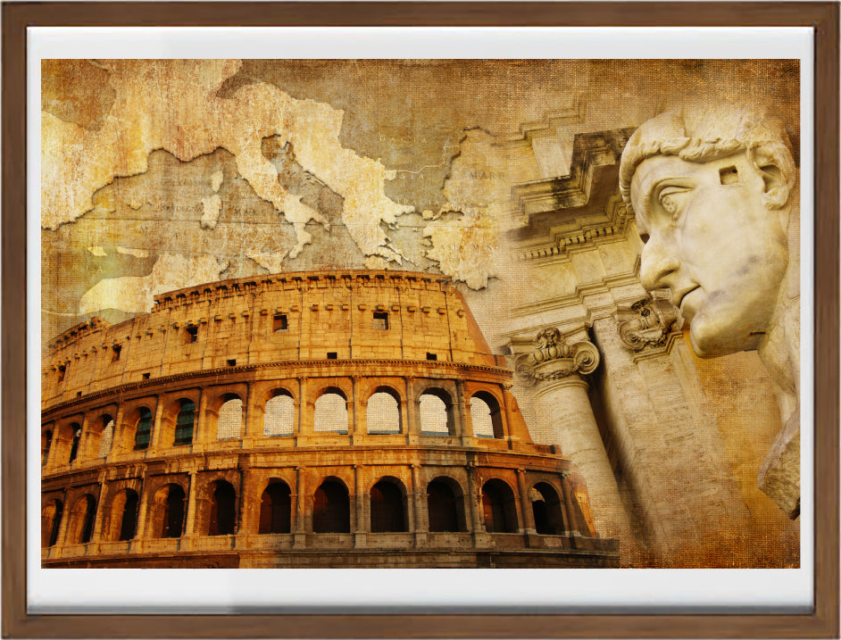 Map of the Roman Empire with Colosseum