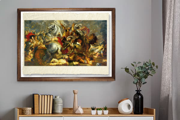 The death of Publius Decius Mure. Battle of Vesuvius. Pieter Paul Rubens Reproduction Amalfi map