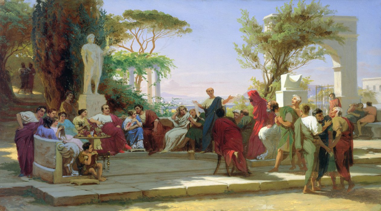 Horace reads in front of Stefano Bakalovich's circle of Maecenas