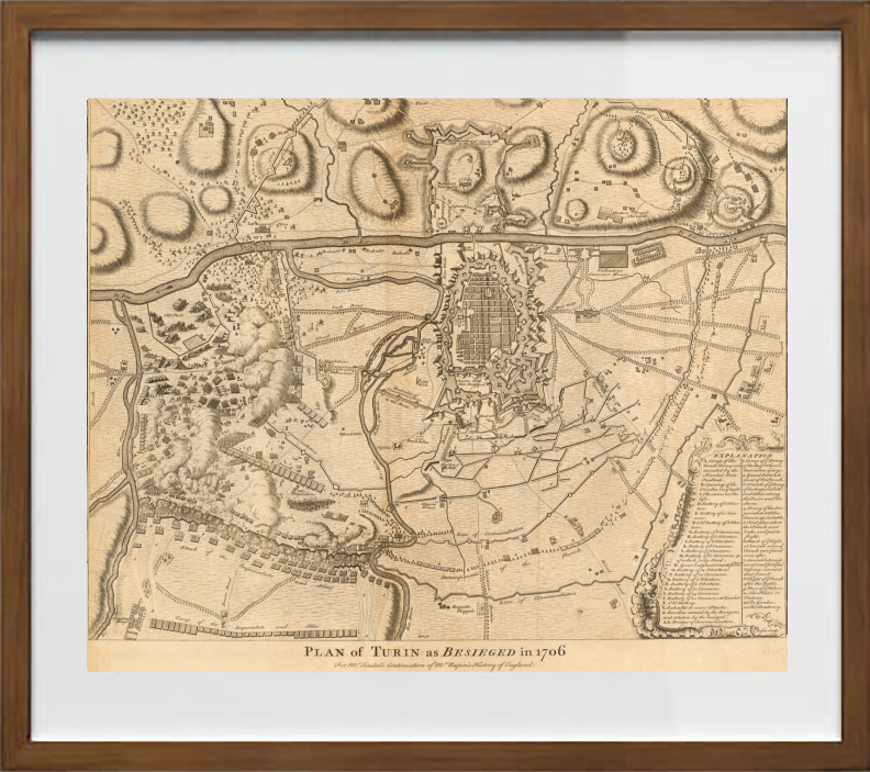Pianta di Torino assediata nel 1706 di Paul de Rapin de Thoyras