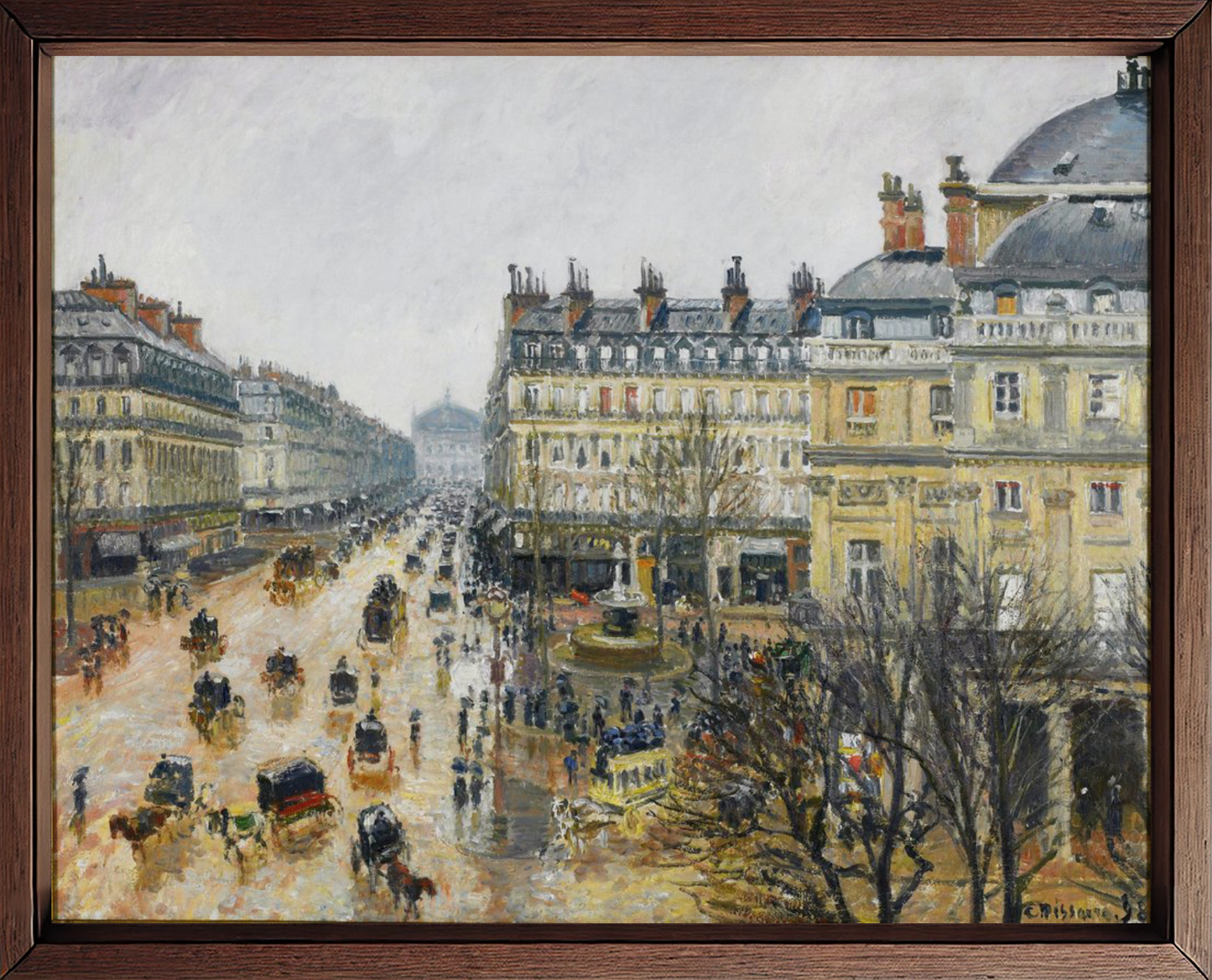 Place du Théâtre Français, pioggia di Camille Pissarro