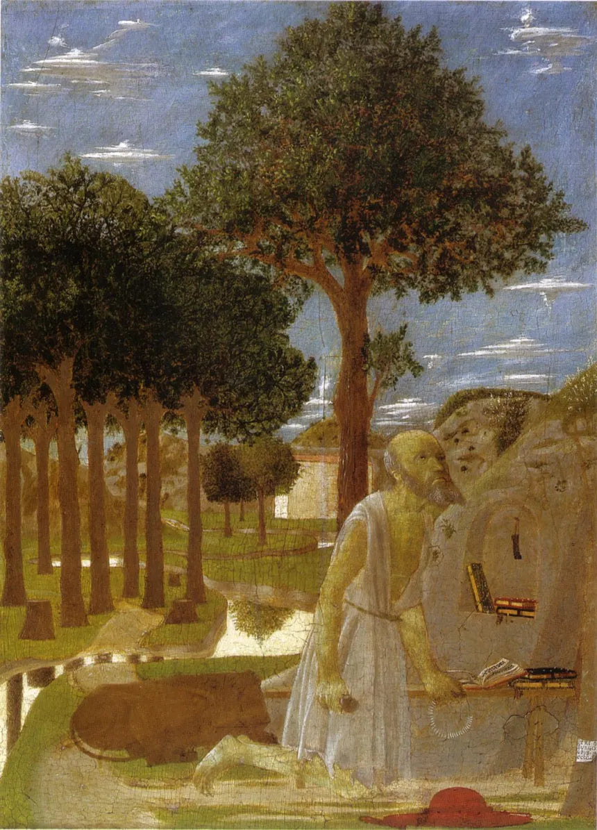 San Girolamo penitente di Piero della Francesca su pregiata carta Amalfi