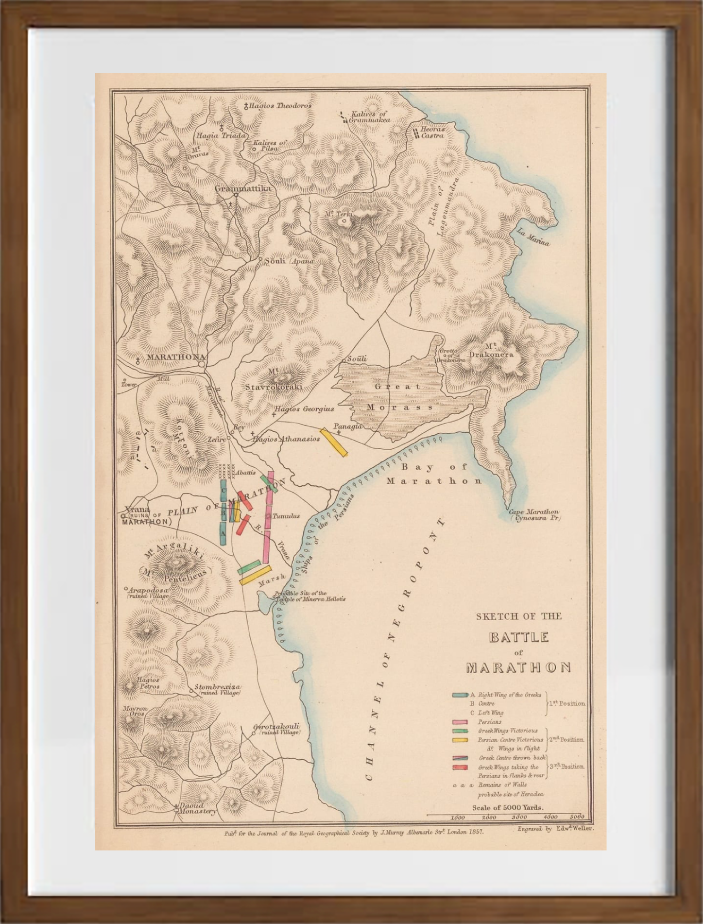 Schizzo della battaglia di Maratona di Royal Geographical Society