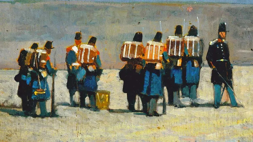 Soldati francesi del '59 di Giovanni Fattori su pregiata carta Amalfi