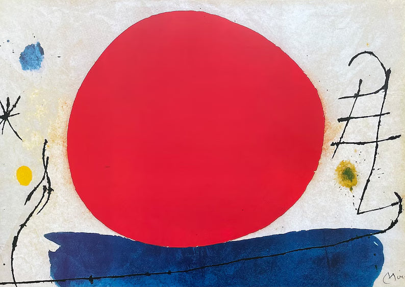 The red sun di Joan Mirò su pregiata carta Amalfi
