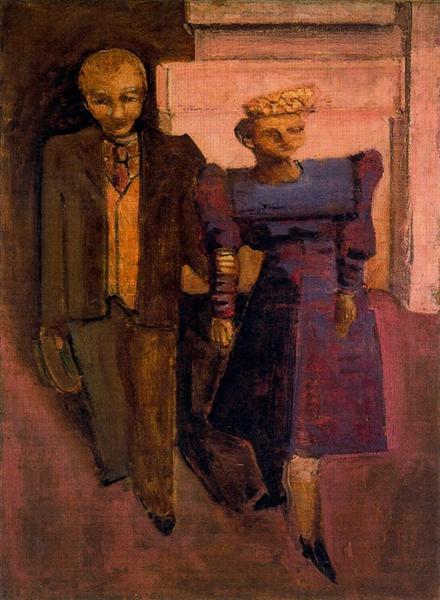 Uomo e donna in piedi di Mark Rothko su pregiata carta Amalfi