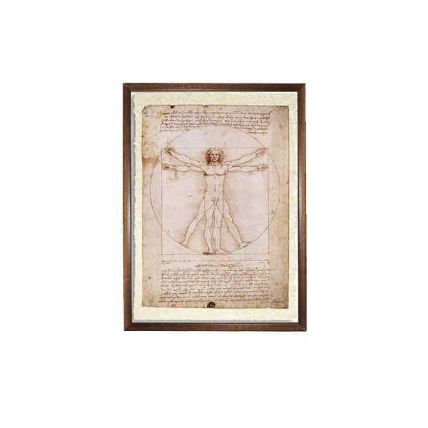Vitruvian Man. Leonardo da Vinci. Reproduction on Amalfi paper