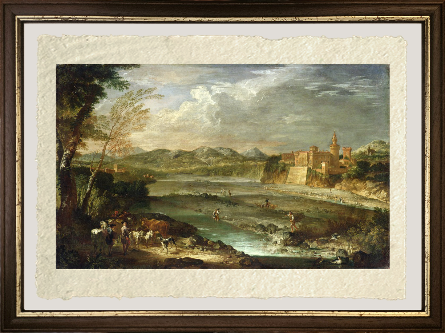 La valle del Trebbia con il castello di Rivalta di Giovanni Paolo Pannini cornice