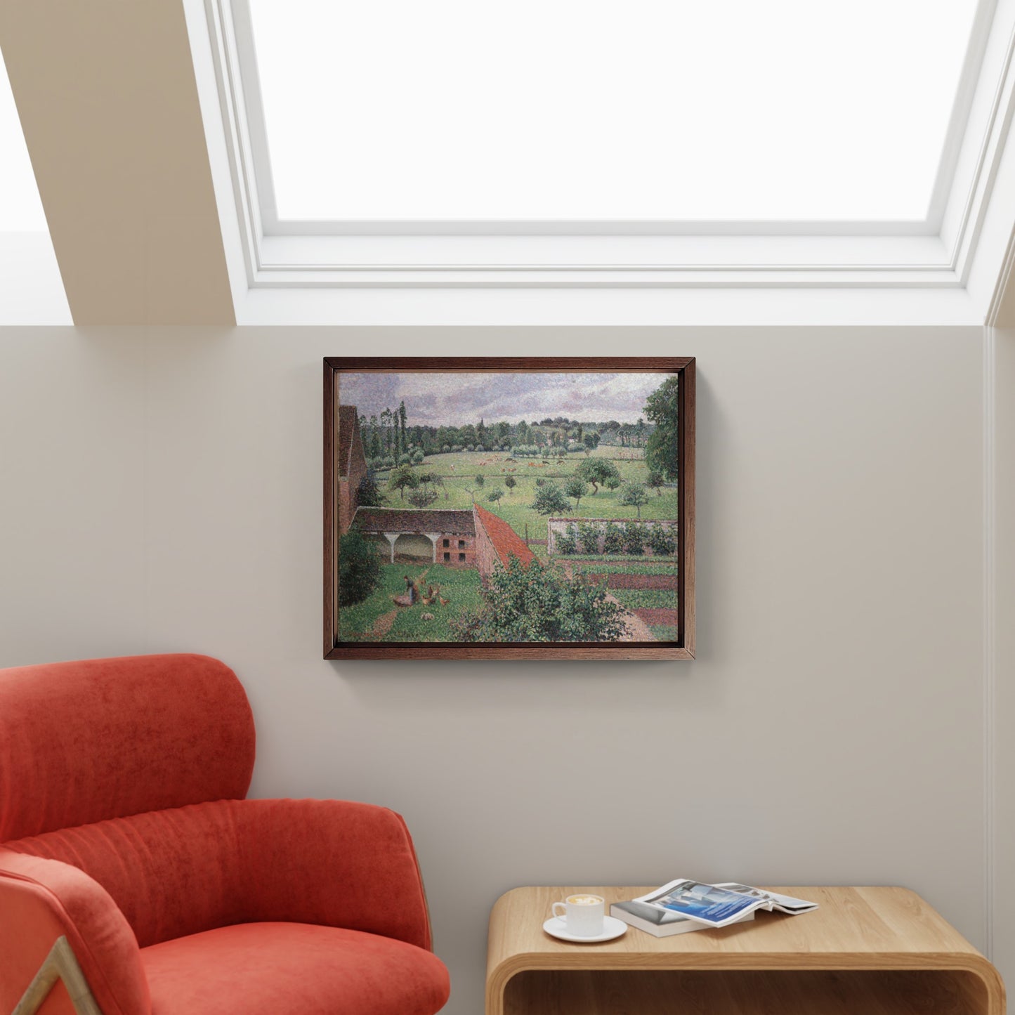 Vista dalla mia finestra in una giornata nuvolosa, Eragny di Camille Pissarro