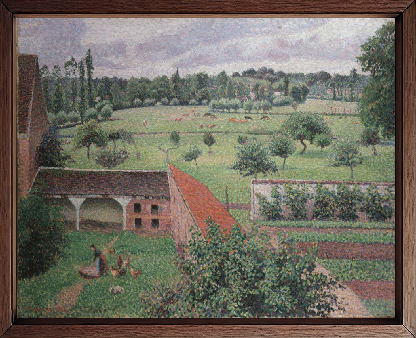 Vista dalla mia finestra in una giornata nuvolosa, Eragny di Camille Pissarro