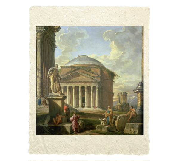 View of the Pantheon, the Farnese Hercules and other Roman Ruins by Giovanni Paolo Pannini