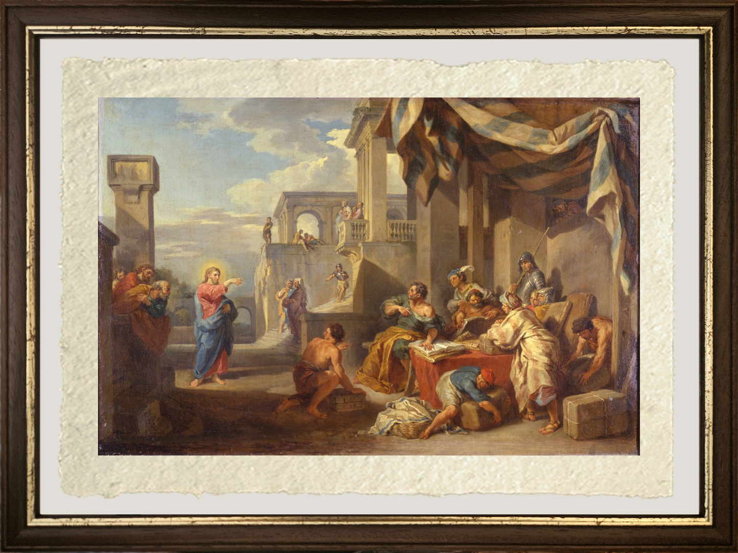 La vocazione di San Matteo di Pannini con cornice