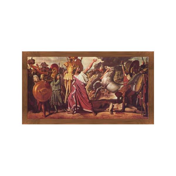 Romulus, killer of Acron, brings his remains to the temple of Jupiter