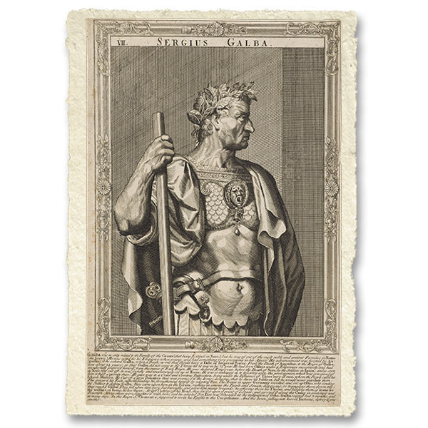 Galba, imperatore di Roma. Incisione al tratto di A. Sadeler