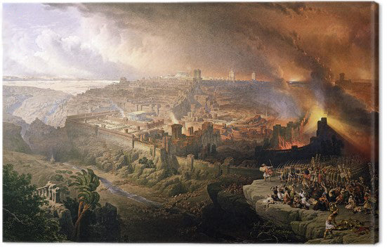 The siege and destruction of Jerusalem by the Romans under the command of Titus