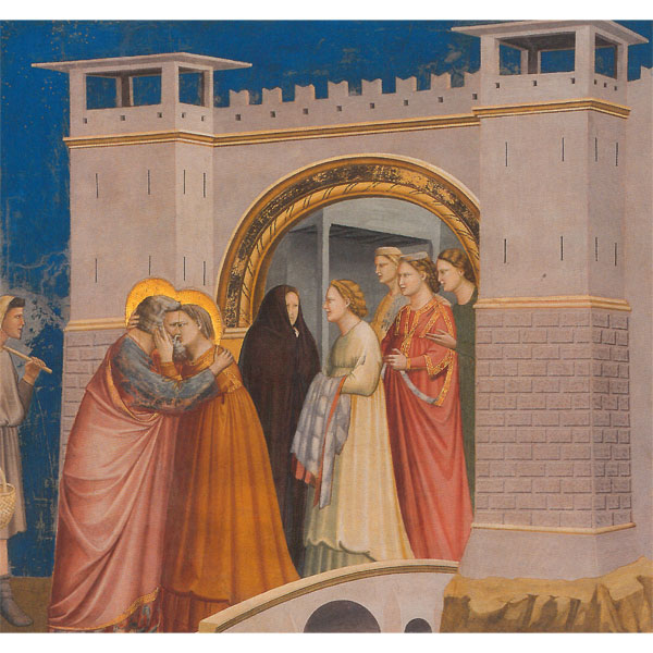 L'incontro di Gioacchino e Anna alla Porta Aurea di Giotto su pregiata carta Amalfi