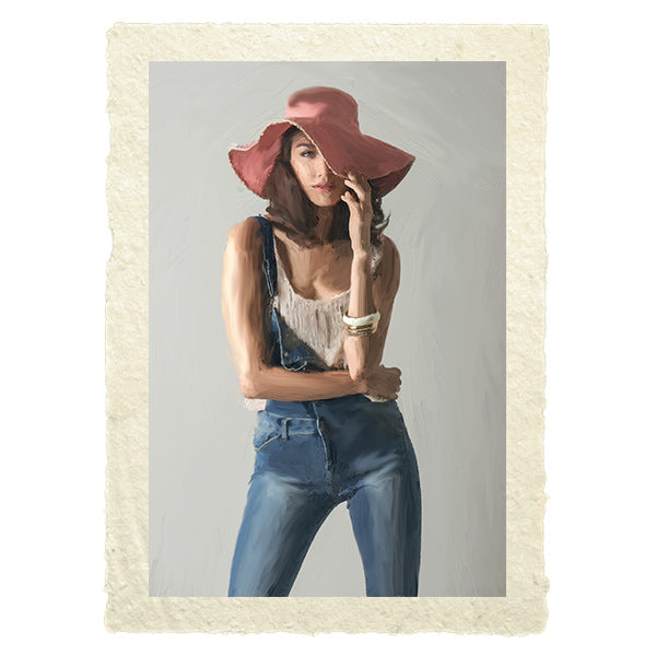 Ragazza con salopette di jeans