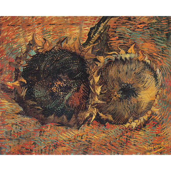 Still life with two sunflowers, Van Gogh. Reproduction