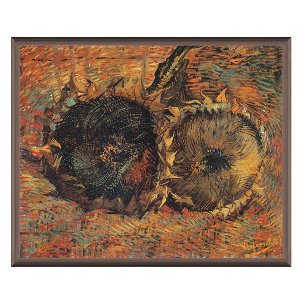 Still life with two sunflowers, Van Gogh. Reproduction