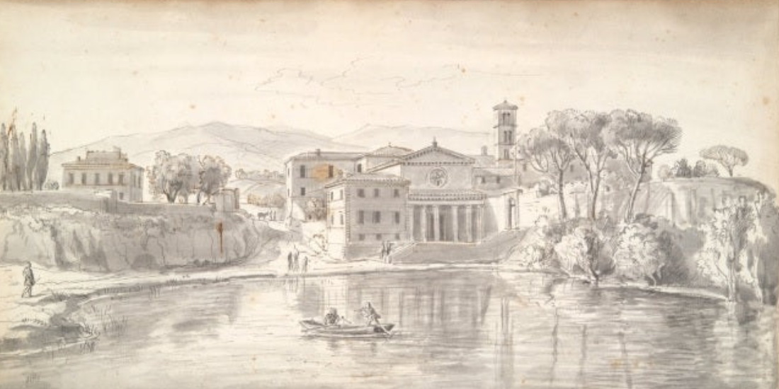 Paesaggi d’acqua e pietra: “Chiesa e case lungo un fiume” di Vanvitelli