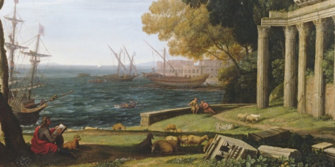 La suggestione arcadica in Vista del mare, porto e anfiteatro di Pola di van Bloemen