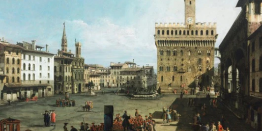 Bellotto e la magia di Firenze: Piazza della Signoria tra prospettiva e veduta settecentesca