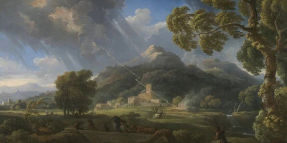 Uragano nella campagna romana di van Bloemen: viaggio tra vento, fulmini e natura travolgente