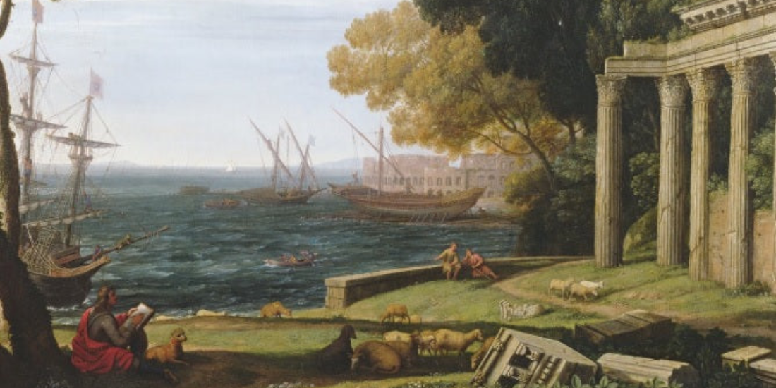 Vista del mare, porto e anfiteatro di Pola di van Bloemen: rovine, luce e fascino arcadico