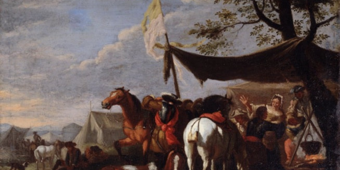 Gruppo di cavalieri al campo di Jan Frans van Bloemen, tra natura e nobiltà