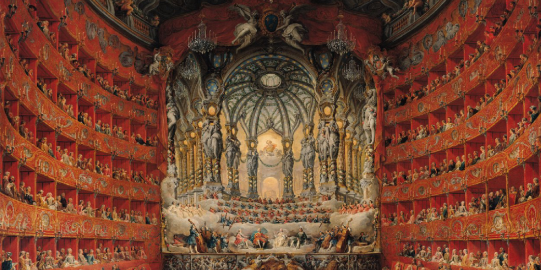 La magnificenza barocca del Concerto dato dal Cardinale de La Rochefoucauld al Teatro Argentina di Giovanni Pannini