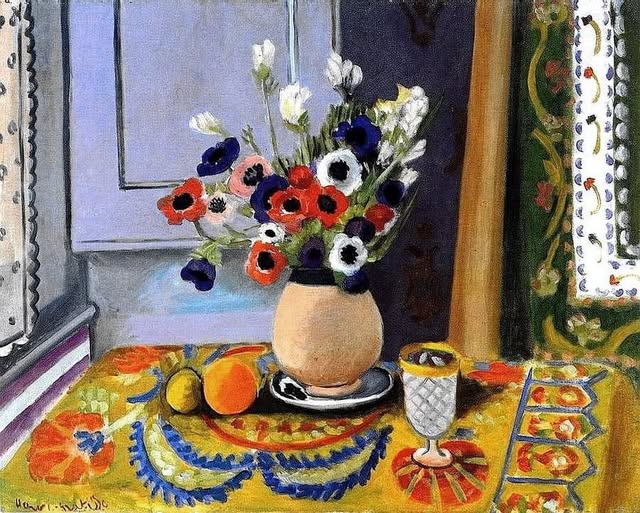 Anemoni in un vaso di terracotta di Henri Matisse su pregiata carta Amalfi