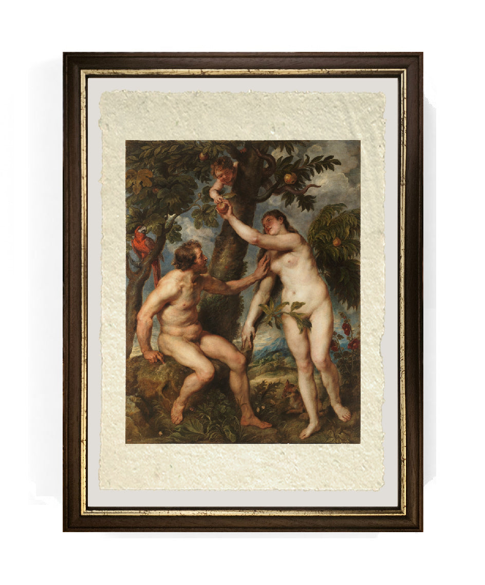 Adamo ed Eva nel Paradiso terrestre - Peter Paul Rubens su pregiata carta Amalfi