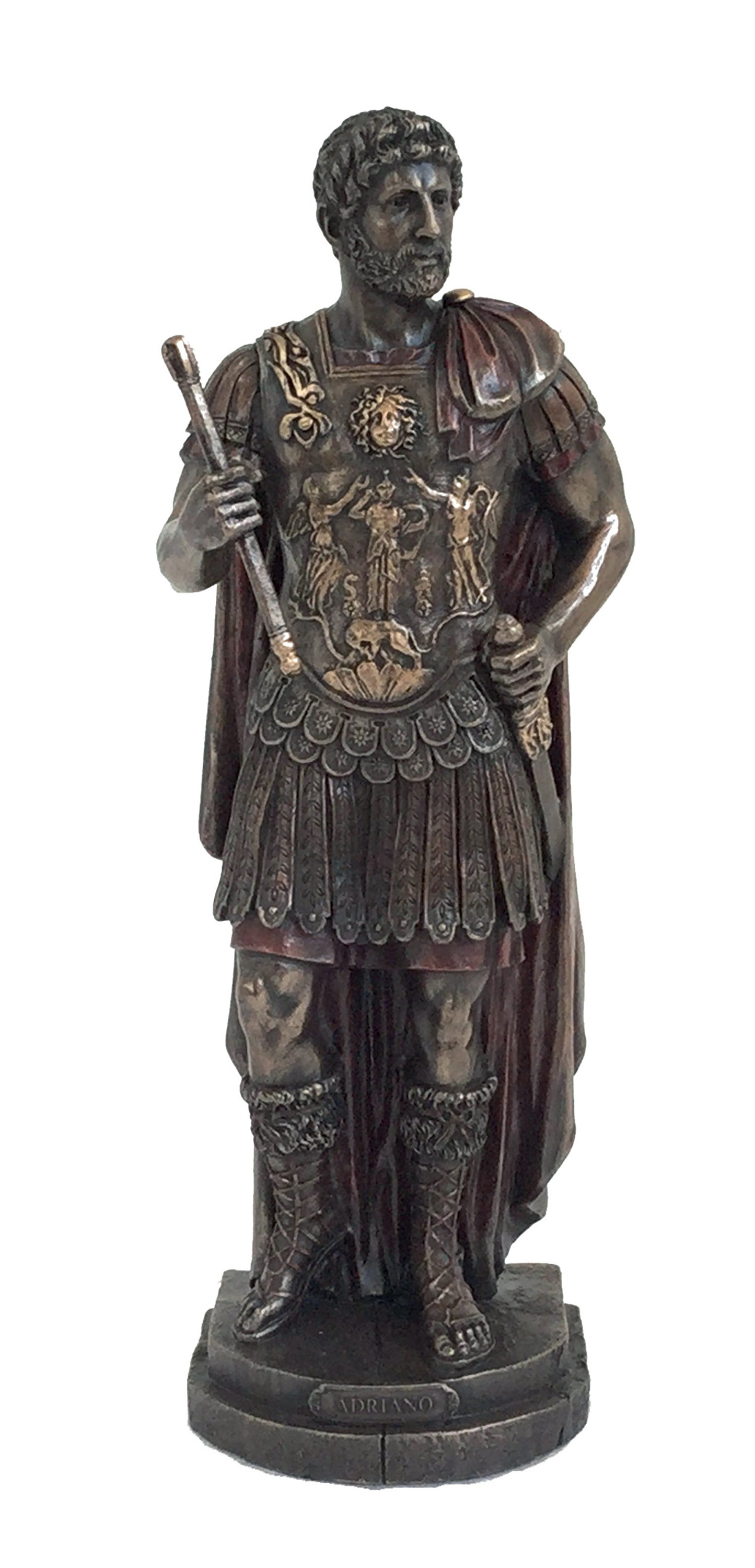 Imperatore Adriano. Statua in resina bronzata a mano