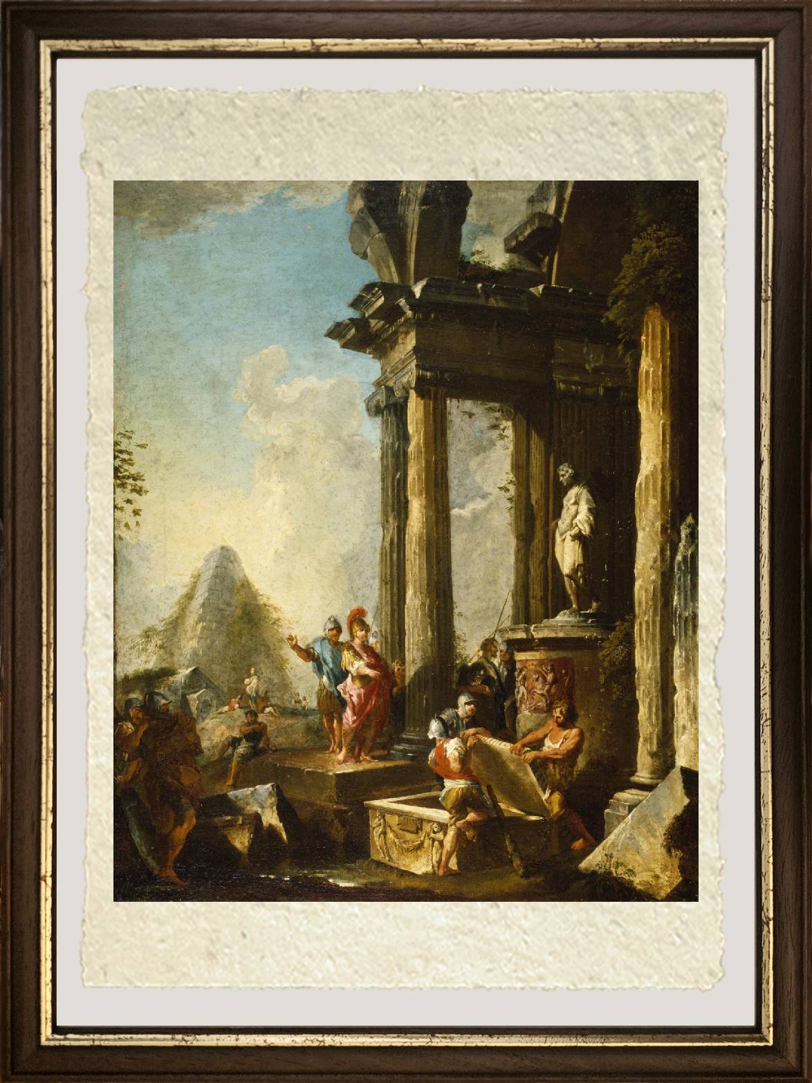 Alessandro Magno alla tomba di Achille, Giovanni Paolo Pannini su pregiata carta Amalfi