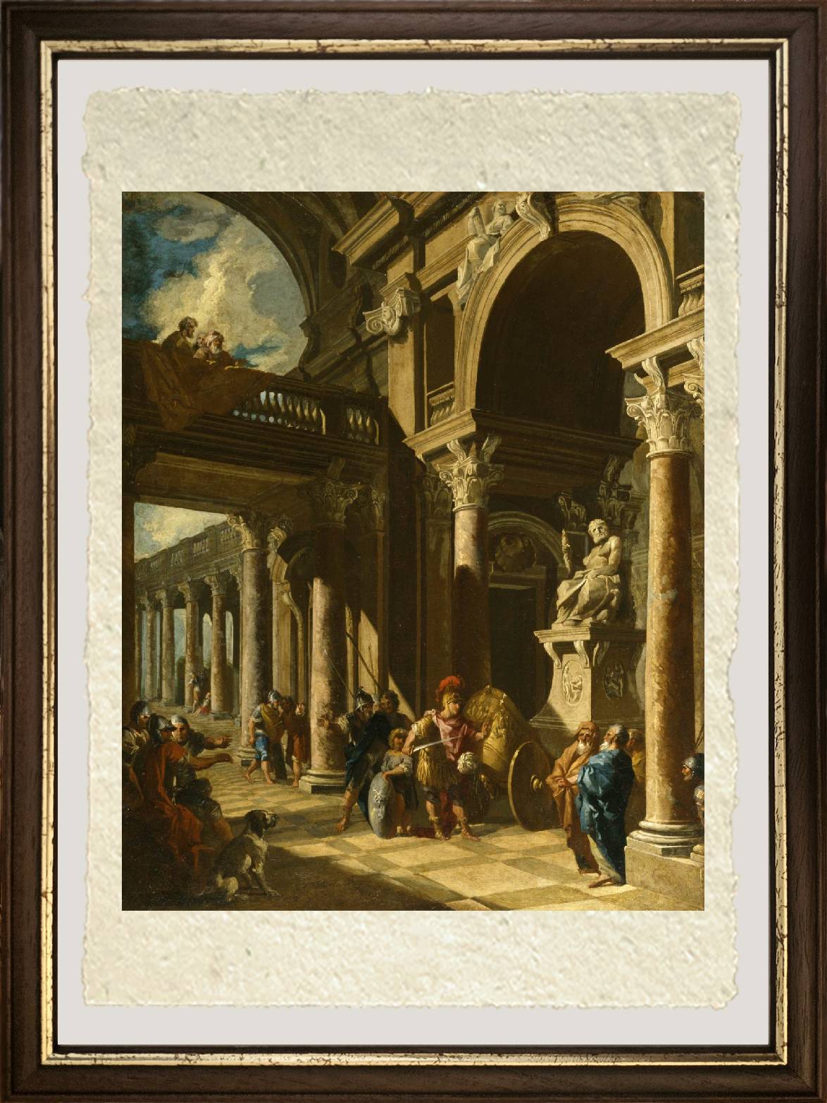 Alexander the Great cuts the Gordian knot, Giovanni Paolo Pannini on fine Amalfi paper