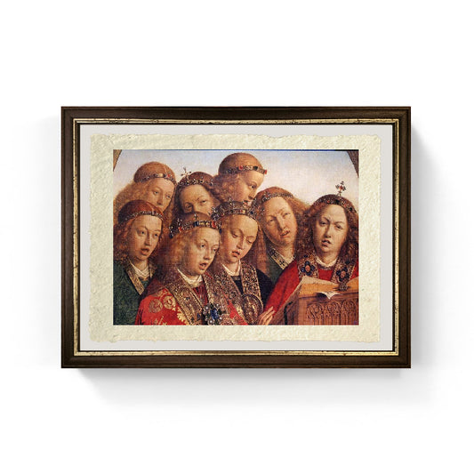 Angeli cantanti (dettaglio) - Jan van Eyck su pregiata carta Amalfi