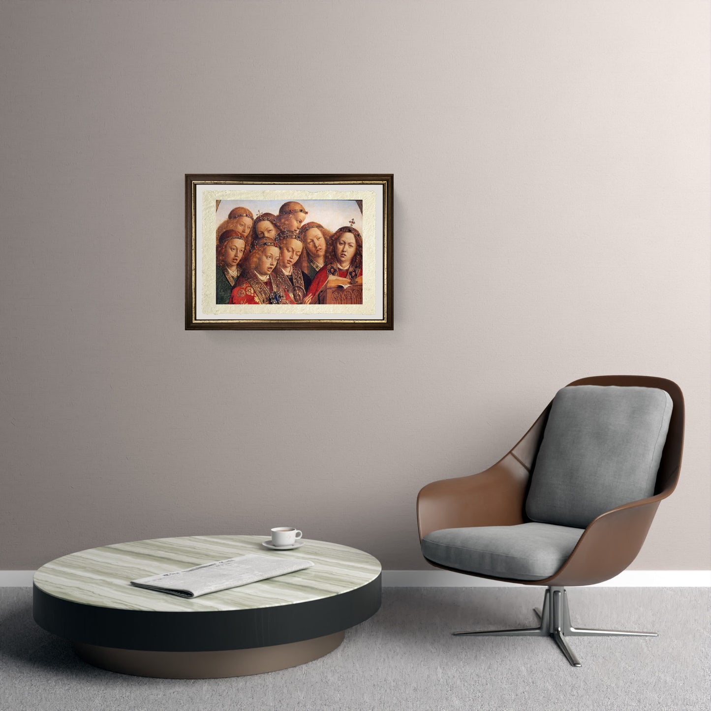 Angeli cantanti (dettaglio) - Jan van Eyck su pregiata carta Amalfi